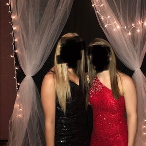 Red Sparkly Sequin Formal Dress